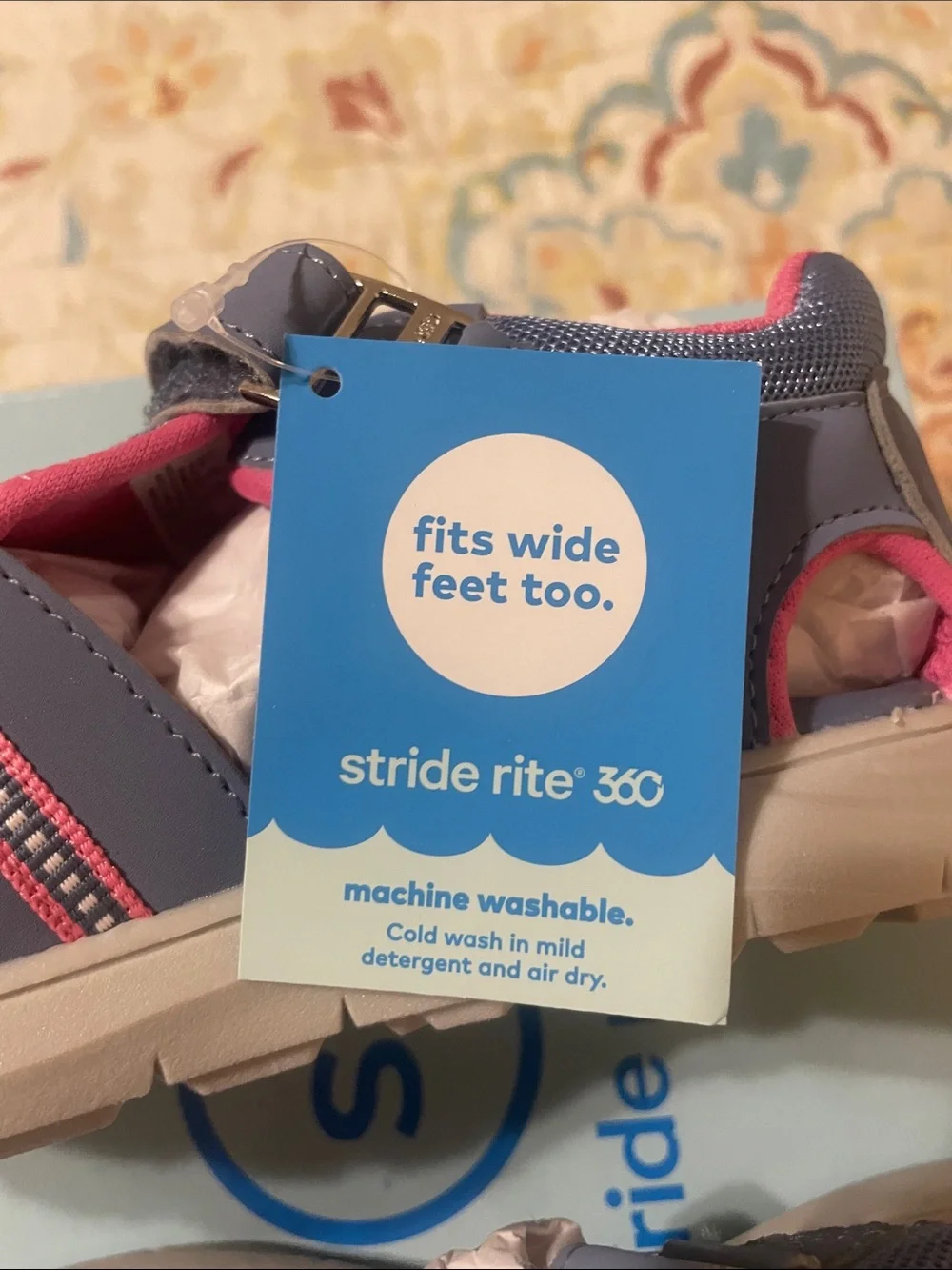 Stride Rite Girls Blue and Pink Sport Sandals